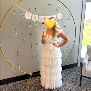 Petal & Pup Belle Swiss Dot Tulle Tiered Maxi Dress